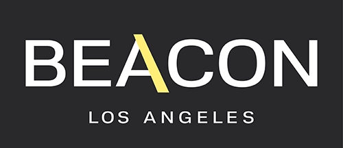 Beacon Los Angeles logo in white text on a dark gray background
