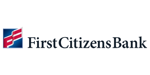First Citizens Bank logo in black text with a waving red flag in a blue box on the left